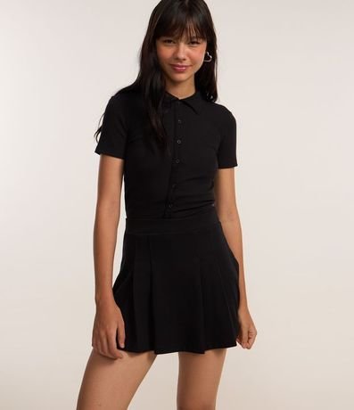 Short Pollera en Punto Roma con Pliegues 2