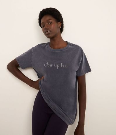 Remera Oversized Deportiva en Algodón Desteñido con Estampa Glow Up Era