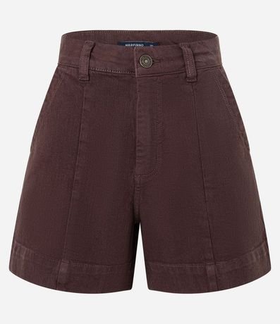 Short Regular en Sarga con Pespunte Contrastante y Bolsillo Cuchillo 5