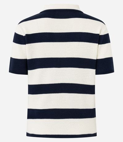 Blusa Rayada en Punto con Cuello Polo y Bolsillo 11