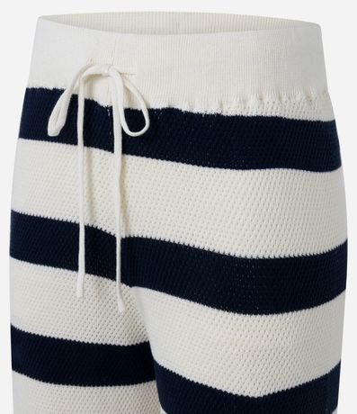 Pantalón Recto Rayada en Punto con Elástico y Lazo en la Cintura 7