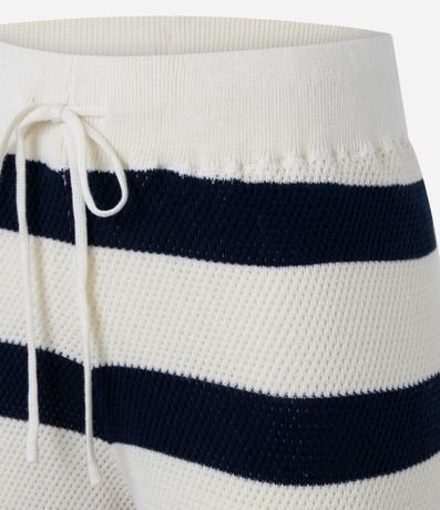 Pantalón Recto Rayada en Punto con Elástico y Lazo en la Cintura 8