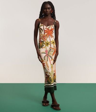 Vestido Midi con Fruncido en el Busto y Estampa Tropical 5