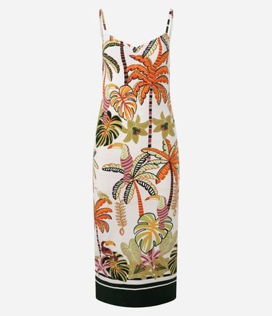 Vestido Midi con Fruncido en el Busto y Estampa Tropical 6