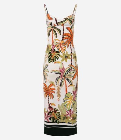 Vestido Midi con Fruncido en el Busto y Estampa Tropical 8