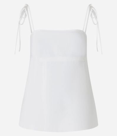 Blusa Sastrería con Escote Recto y Lazo en el Bretel 5