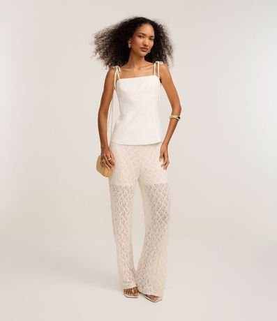 Blusa Sastrería con Escote Recto y Lazo en el Bretel 2