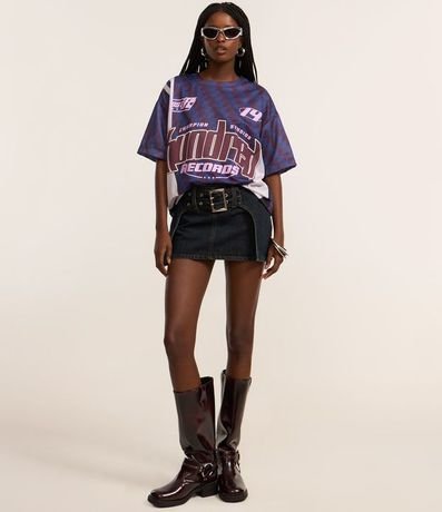 Remera Oversized en Tule Sportcore con Estampado Geométrico 2