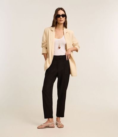 Pantalón Carrot Sastrería Cintura Alta con Recorte Pespunte