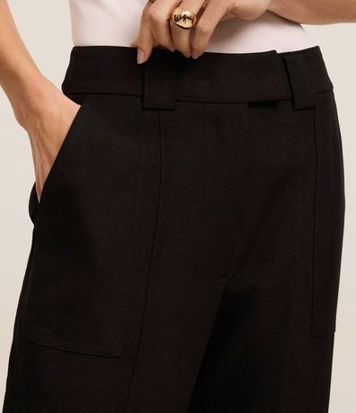 Pantalón Carrot Sastrería Cintura Alta con Recorte Pespunte 4