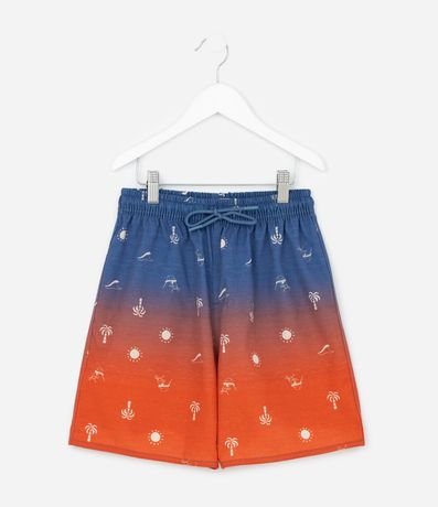 Bermuda Infantil de Baño con Estampa Degradé y Mini Iconos - Talle 5 a 14 años