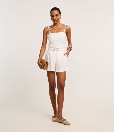 Short Sastre Cintura Alta en Crepé con Cinturón Elástico