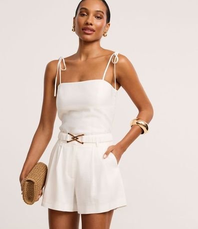 Short Sastre Cintura Alta en Crepé con Cinturón Elástico 2