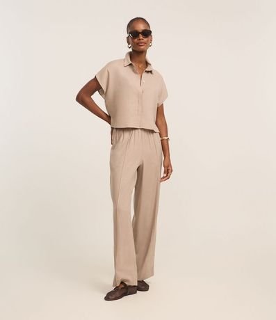 Pantalón Pantalona en Viscolino con Cintura Elástica