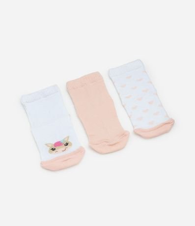 Kit 03 Medias Infantiles con Estampa Unicórnio - Talle 0 a 12 meses