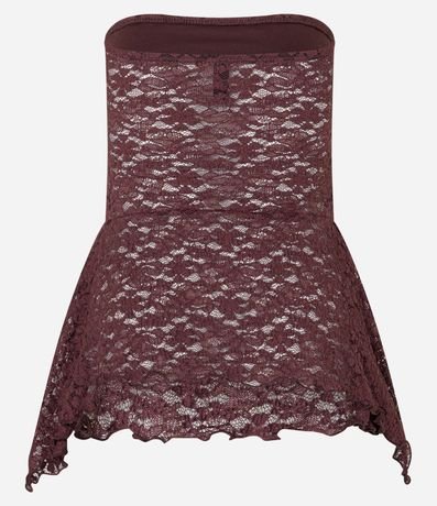 Blusa Sin Breteles en Encaje con Puntas Diferenciadas 8