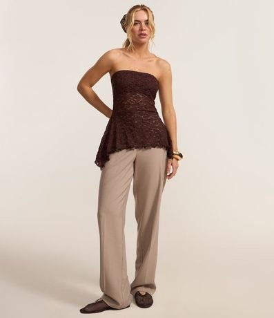 Blusa Sin Breteles en Encaje con Puntas Diferenciadas 2