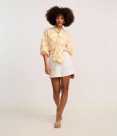 Blusa en Voile con Cuello Lazo y Estampa Caracolas 2