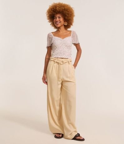 Blusa Cropped en Tule de Lunares con Manga Abullonada Frufru 2