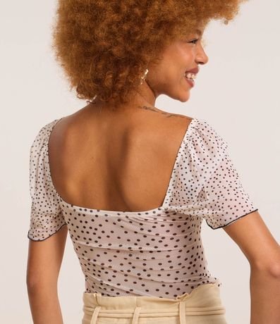 Blusa Cropped en Tule de Lunares con Manga Abullonada Frufru 4