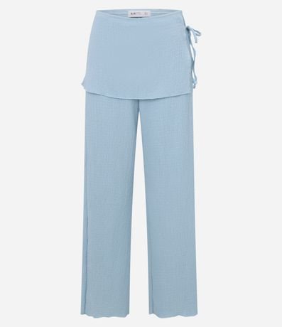 Pantalón Recto en Anarruga Cintura Alta con Canesú Sobrepuesto y Lazo 7