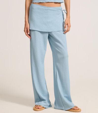 Pantalón Recto en Anarruga Cintura Alta con Canesú Sobrepuesto y Lazo 3