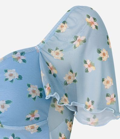 Blusa Cropped en Tule con Manga Sueltecita y Estampa Floral 8