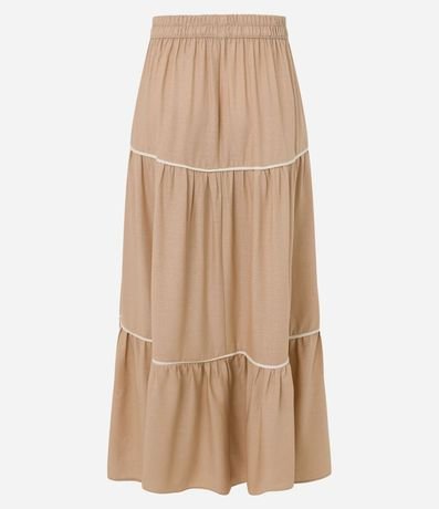 Pollera Evasê en Viscolino con Bies Contrastante Fruncido 8