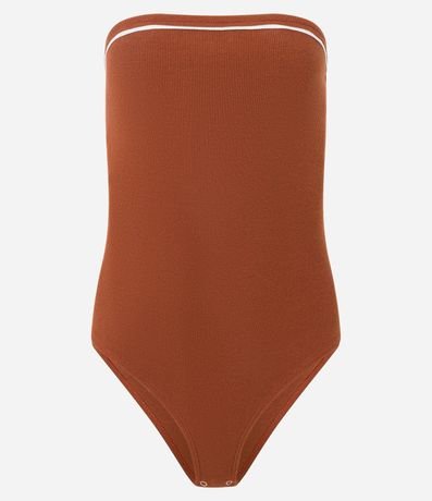 Body sin Breteles en Rib con Piping Contrastante 4