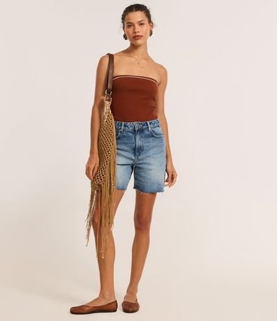 Body sin Breteles en Rib con Piping Contrastante 2