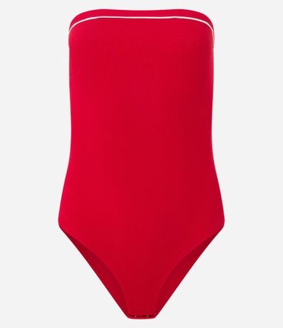 Body sin Breteles en Rib con Piping Contrastante 4