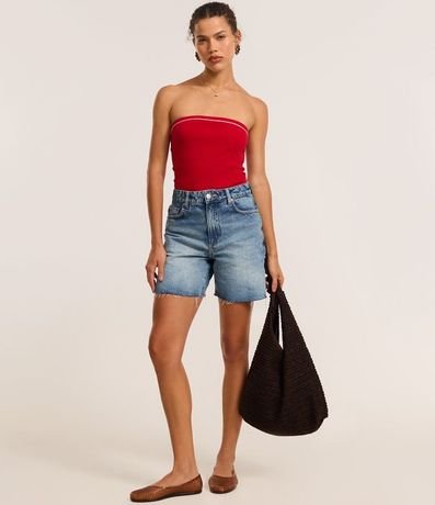 Body sin Breteles en Rib con Piping Contrastante 2