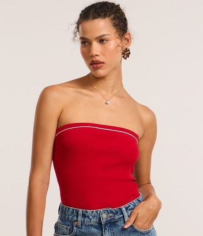 Body sin Breteles en Rib con Piping Contrastante 3