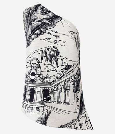 Blusa Hombro Único en Viscolino con Estampa Parque Lage 7