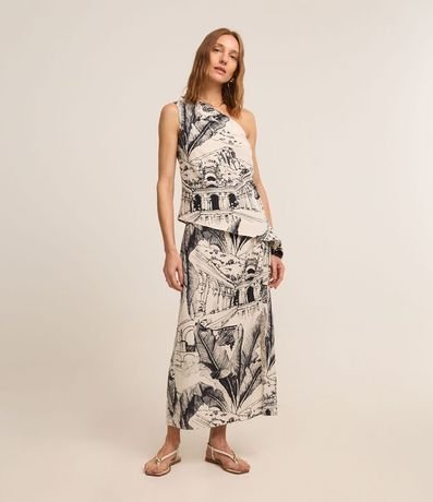 Blusa Hombro Único en Viscolino con Estampa Parque Lage 2