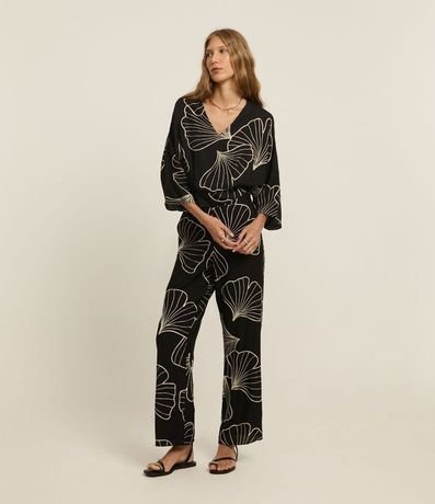 Blusa en Viscosa Twill con Bordado Follaje y Manga 7/8 2