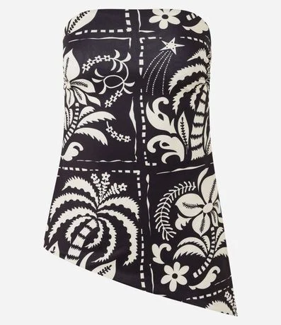 Blusa Sin Manga en Microfibra con Estampa Floral Bicolor y Bajo Asimétrica 5