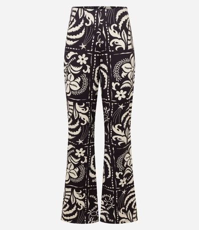 Pantalón Flare en Microfibra con Estampa Floral 5