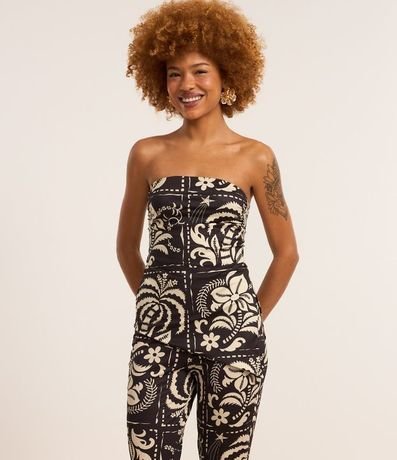 Pantalón Flare en Microfibra con Estampa Floral 2