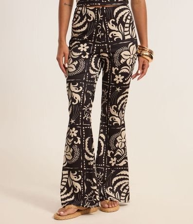 Pantalón Flare en Microfibra con Estampa Floral 3