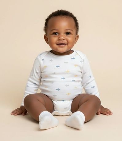 Body Infantil con Estampa de Aviones - Talle 0 a 18 meses