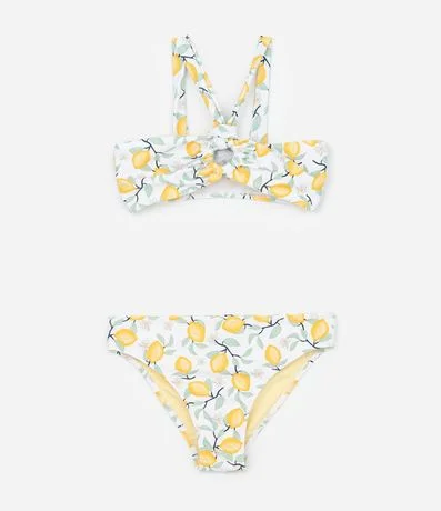 Bikini Infantil en Microfibra con Estampa Floral - Talle 7 a 16 años