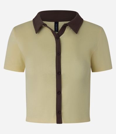 Blusa Polo en Rib con Detalles Contrastantes 6