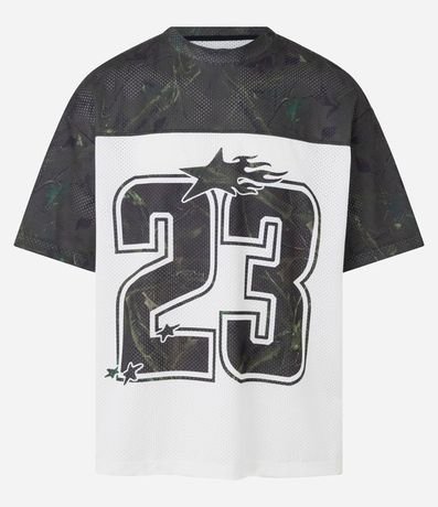 Remera Boxy Sportcore con Estampa Abstracta y Lettering 23 5