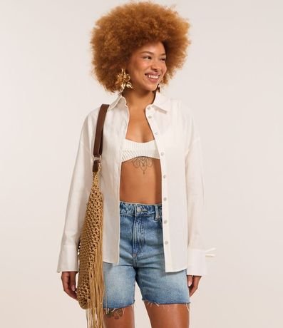 Camisa Alargada en Tricolina con Canesú en la Espalda