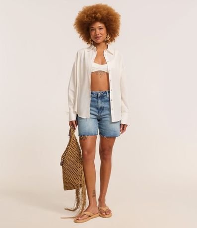 Camisa Alargada en Tricolina con Canesú en la Espalda 2