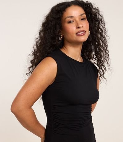 Vestido Corto sin Manga en Viscosa con Fruncido Lateral 3