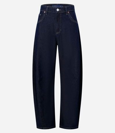 Pantalón Barrel en Jeans con Recortes en la Parte Baja