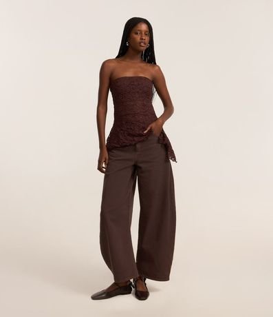 Pantalones Barrel en Sarga con Cintura Alta y Teñido Catiónico 1