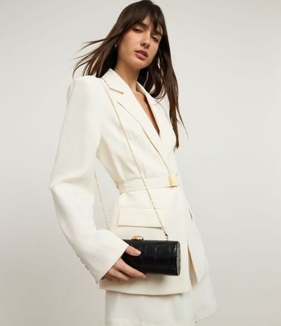 Cartera Baguette en PU con Textura Crocco y Correa de Cadena